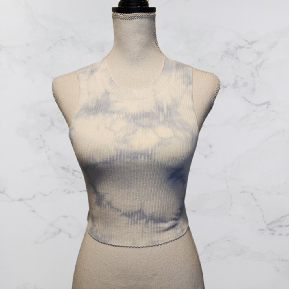 aerie white lavender tie dye sleeveless crop top small